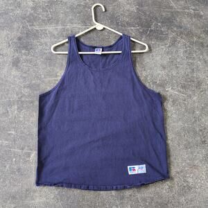Vintage Russell Tank Top Shirt Mens L USA Athletic Blue Gym Training Active